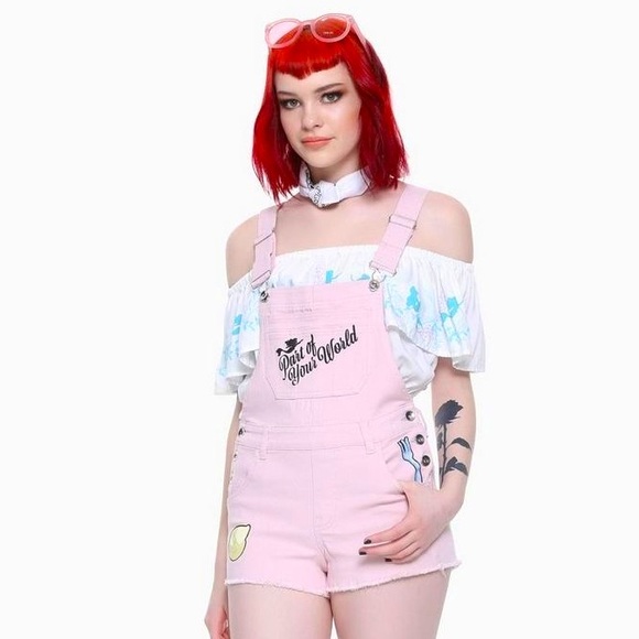 🪅 DISNEY The Little Mermaid Ariel Pink Shortalls Short Overalls - Picture 2 of 8